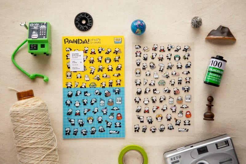 PANDA!PANDA! 透明贴纸 - 贴纸 - 塑料 黄色