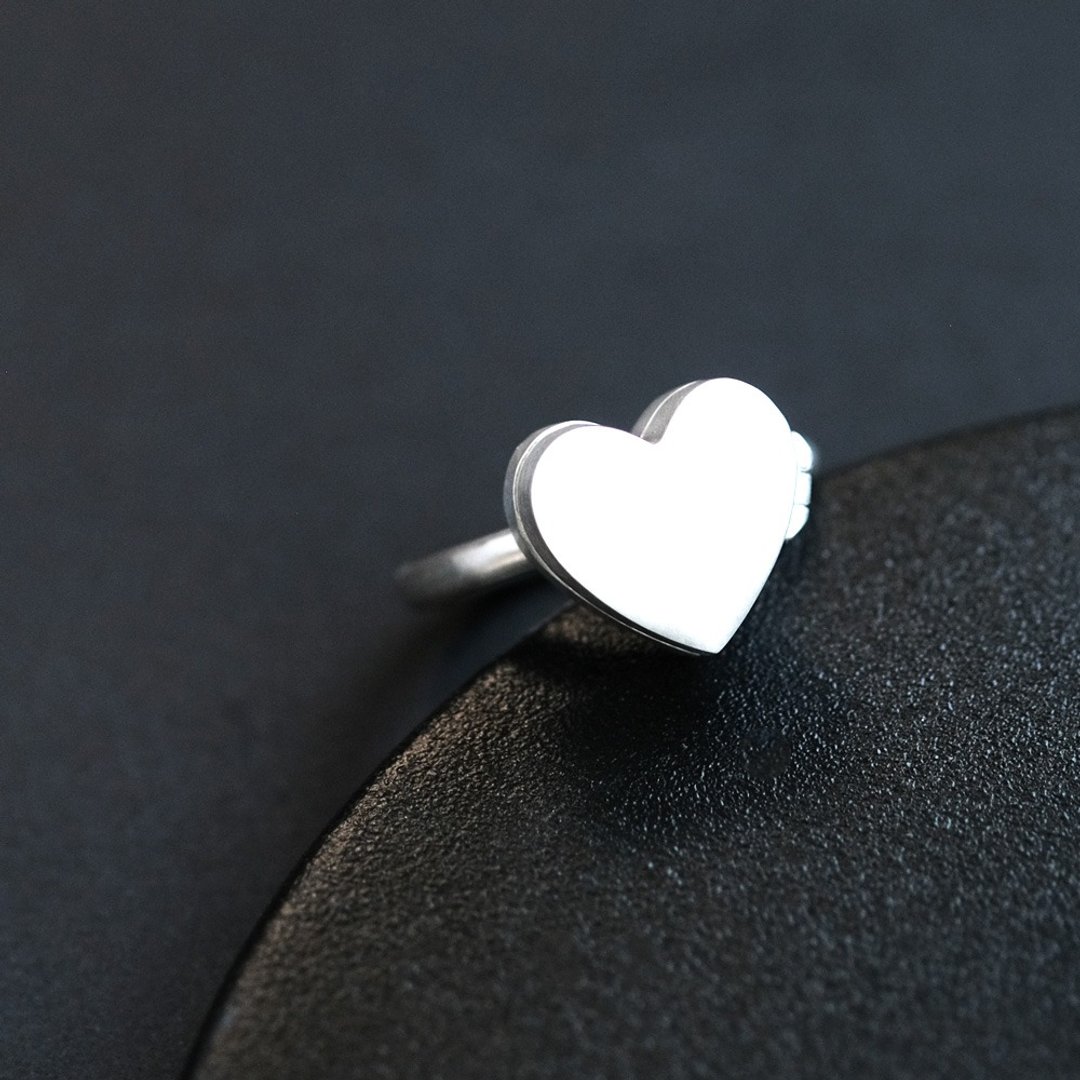 Heart locket ring Silver 925 - 戒指 - 其他金属 灰色