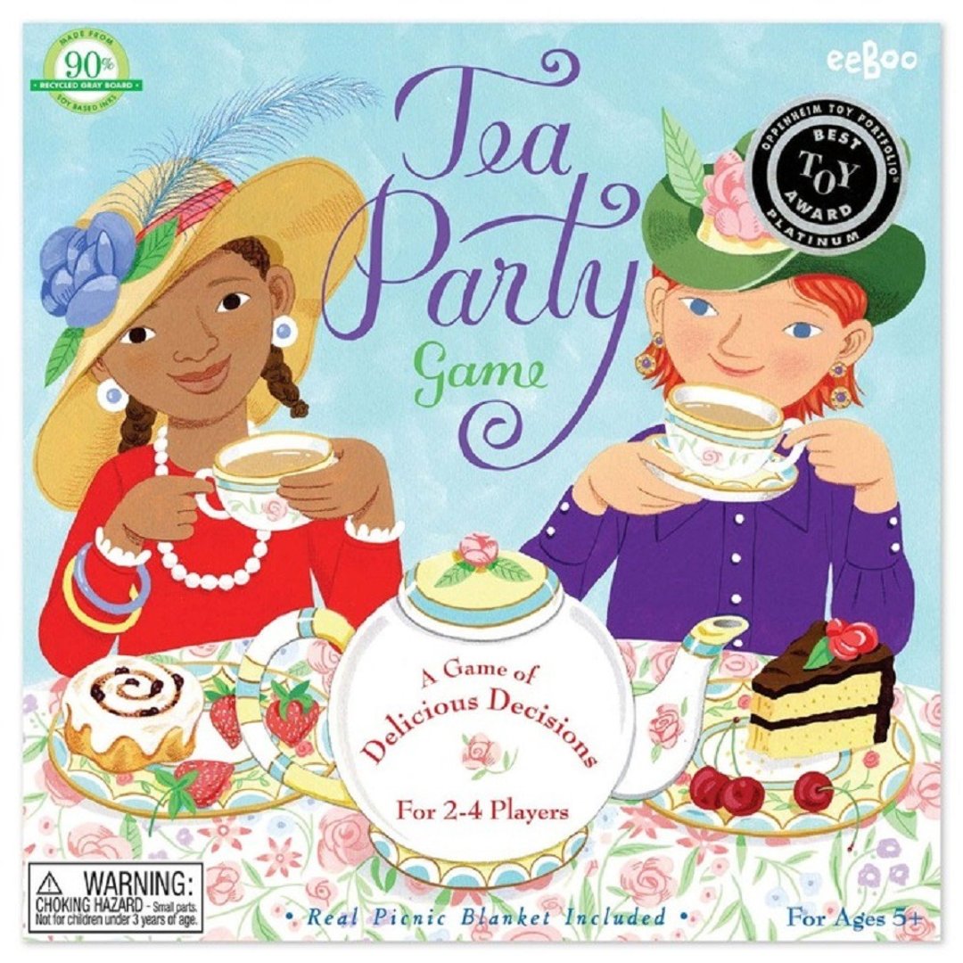eeBoo 桌游转盘系列 - Tea Party Game 下午茶 – 蓝底白点壁纸 - 桌游/玩具 - 纸 多色