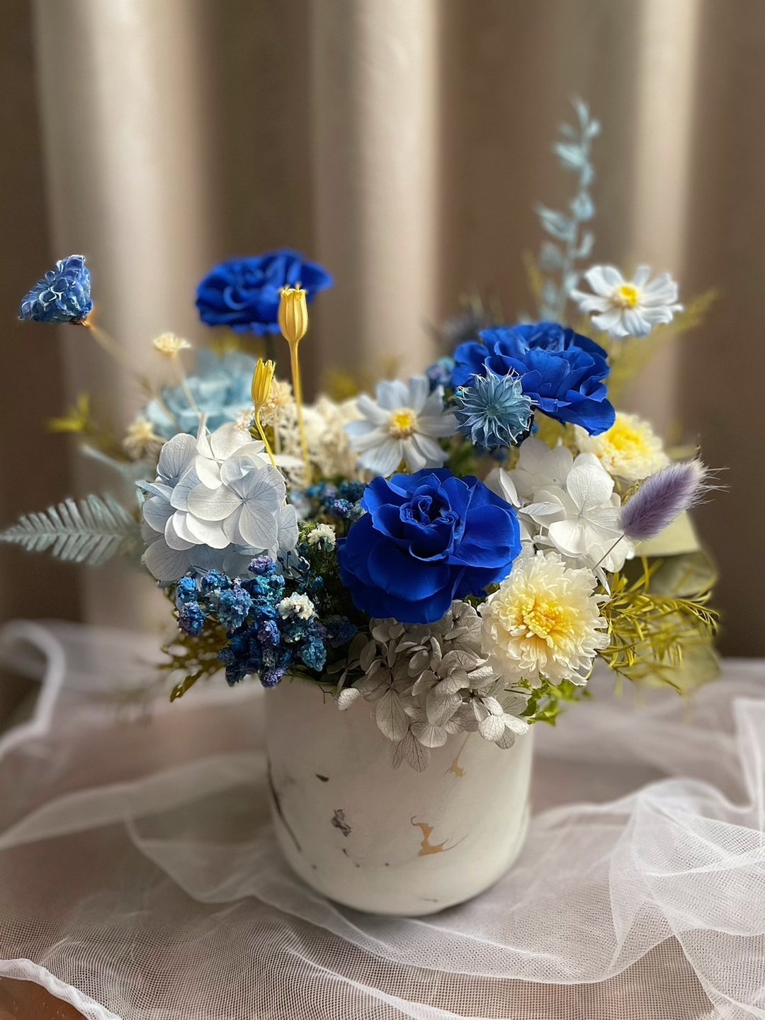 【花诉花艺】湛蓝玫瑰永生花礼/开幕花礼/升迁花礼/祝贺花礼 - 干燥花/捧花 - 植物．花 多色