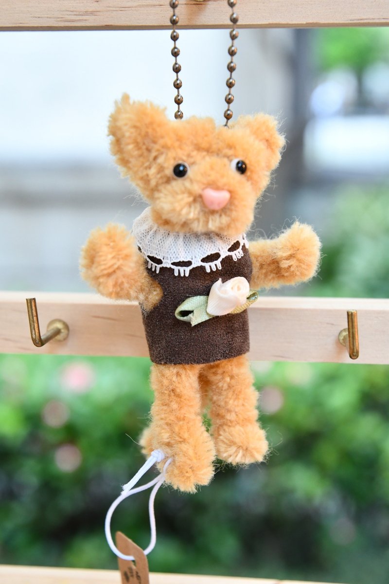 浪漫小喵(土黄色格纹猫咪)9cm-毛根扭扭棒手作/娃娃宠物 - 玩偶/公仔 - 其他材质 橘色