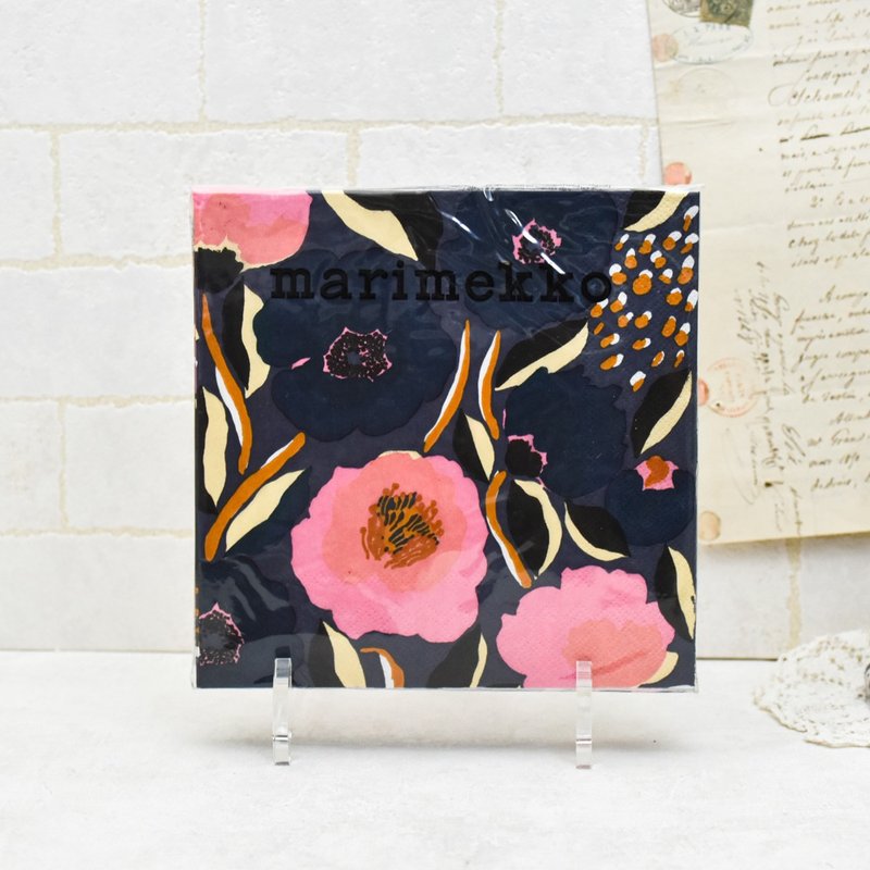 德国餐巾纸-marimekko联名款 黑花与粉花 - 餐垫/桌巾 - 纸 