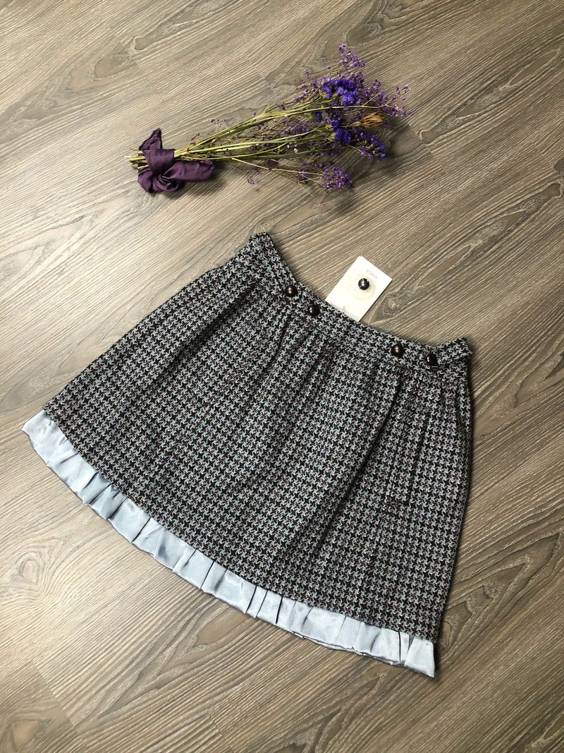 微蓝千鸟格纹短裙 - 裙子 - 其他材质 