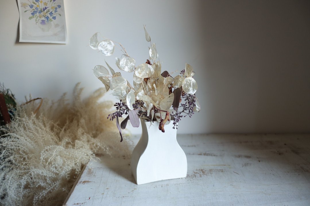 银贝叶干燥花束 - 干燥花/捧花 - 植物．花 白色