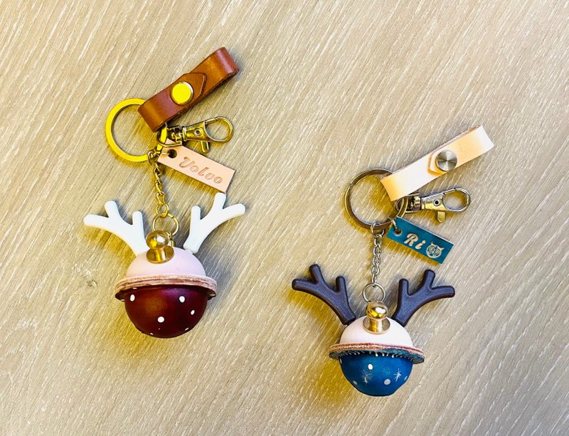 麋鹿皮革铃铛 - 钥匙链/钥匙包 - 真皮 咖啡色