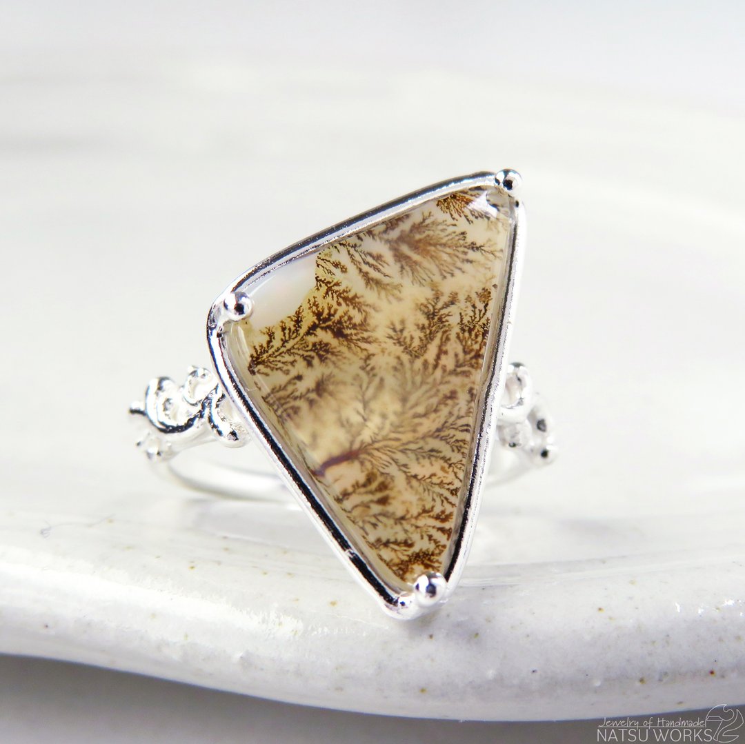 树枝状玛瑙戒指 / Dendritic Agate Ring d4 - 戒指 - 宝石 咖啡色