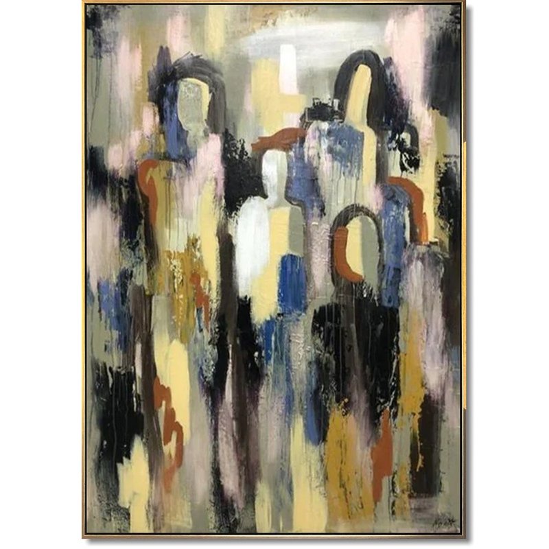 超大尺寸抽象彩色画布绘画人物艺术品墙面艺术 - 墙贴/壁贴 - 压克力 多色