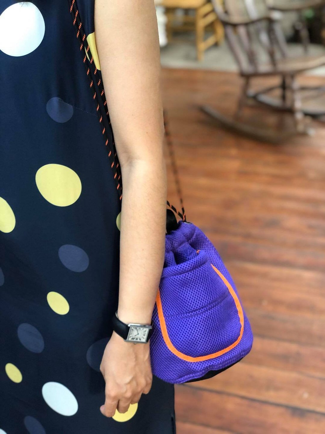 Mini Purple Sandwich Nylon Bucket Bag with strap / Short Handles /Daily use - 侧背包/斜挎包 - 尼龙 紫色
