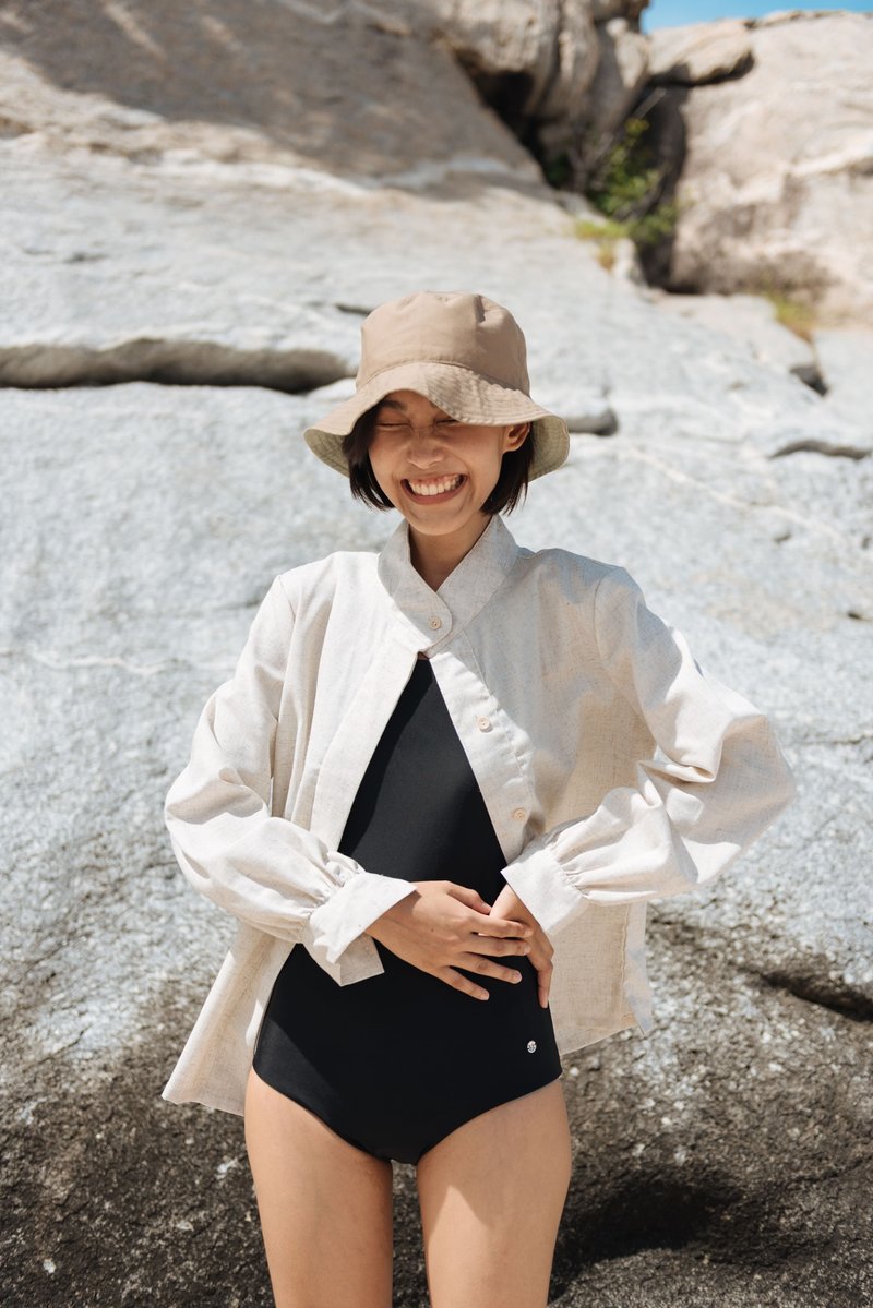 【Off-season sale】MILIN - Linen shirt / maillot - 女装衬衫 - 亚麻 卡其色