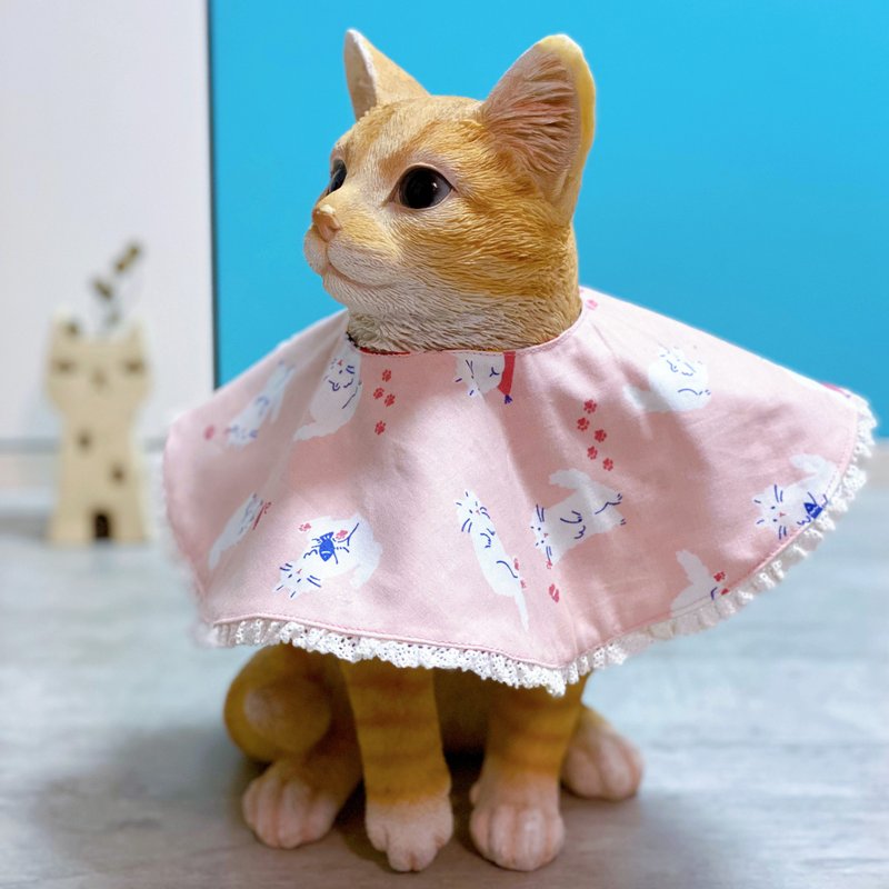 粉红猫咪大圆形口水肩 四合扣款 - 衣/帽 - 棉．麻 粉红色