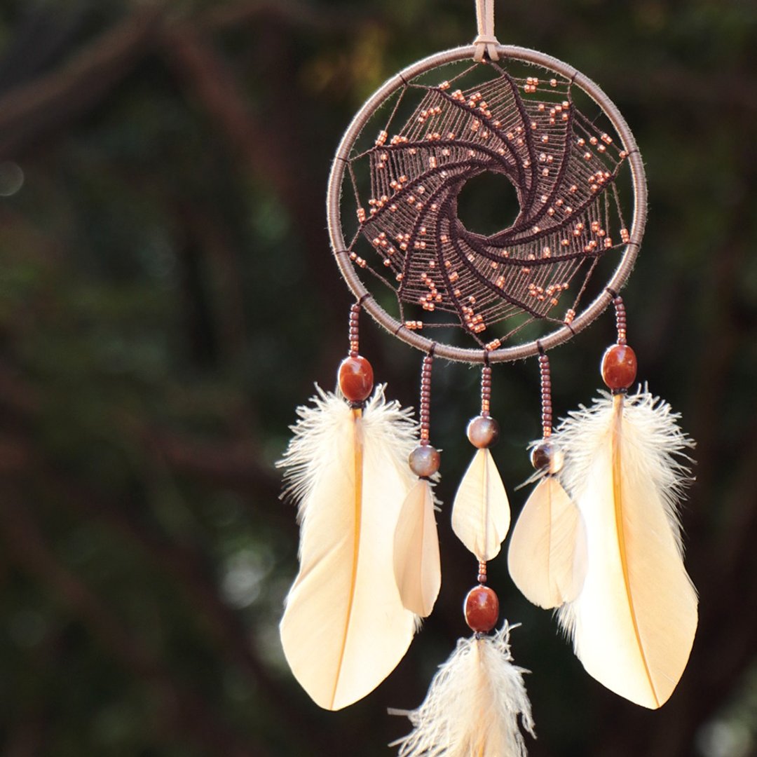 星际轨道丨生日礼物 手工编织 捕梦网 Dreamcatcher-香槟咖 - 墙贴/壁贴 - 其他材质 咖啡色