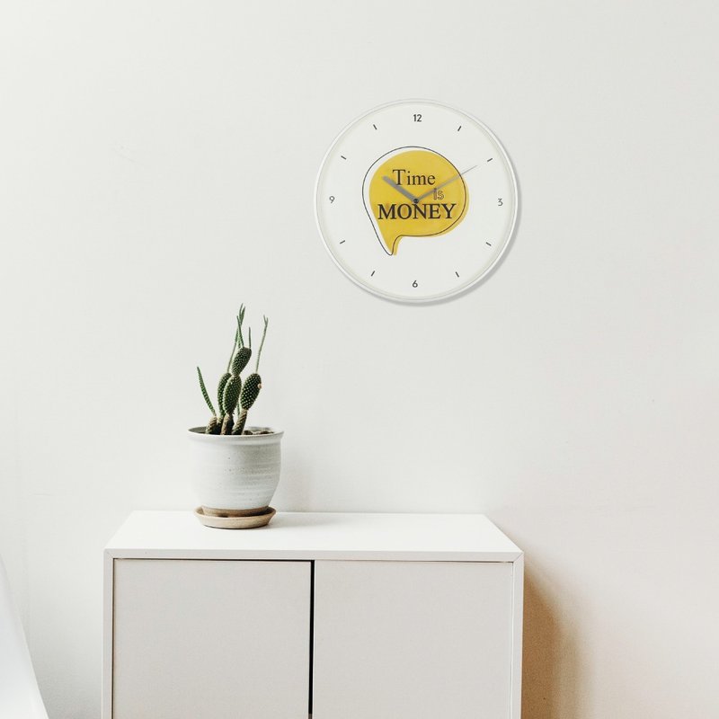 励志系列 时间就是金钱静音挂钟 Time is money wall clock - 时钟/闹钟 - 塑料 黄色