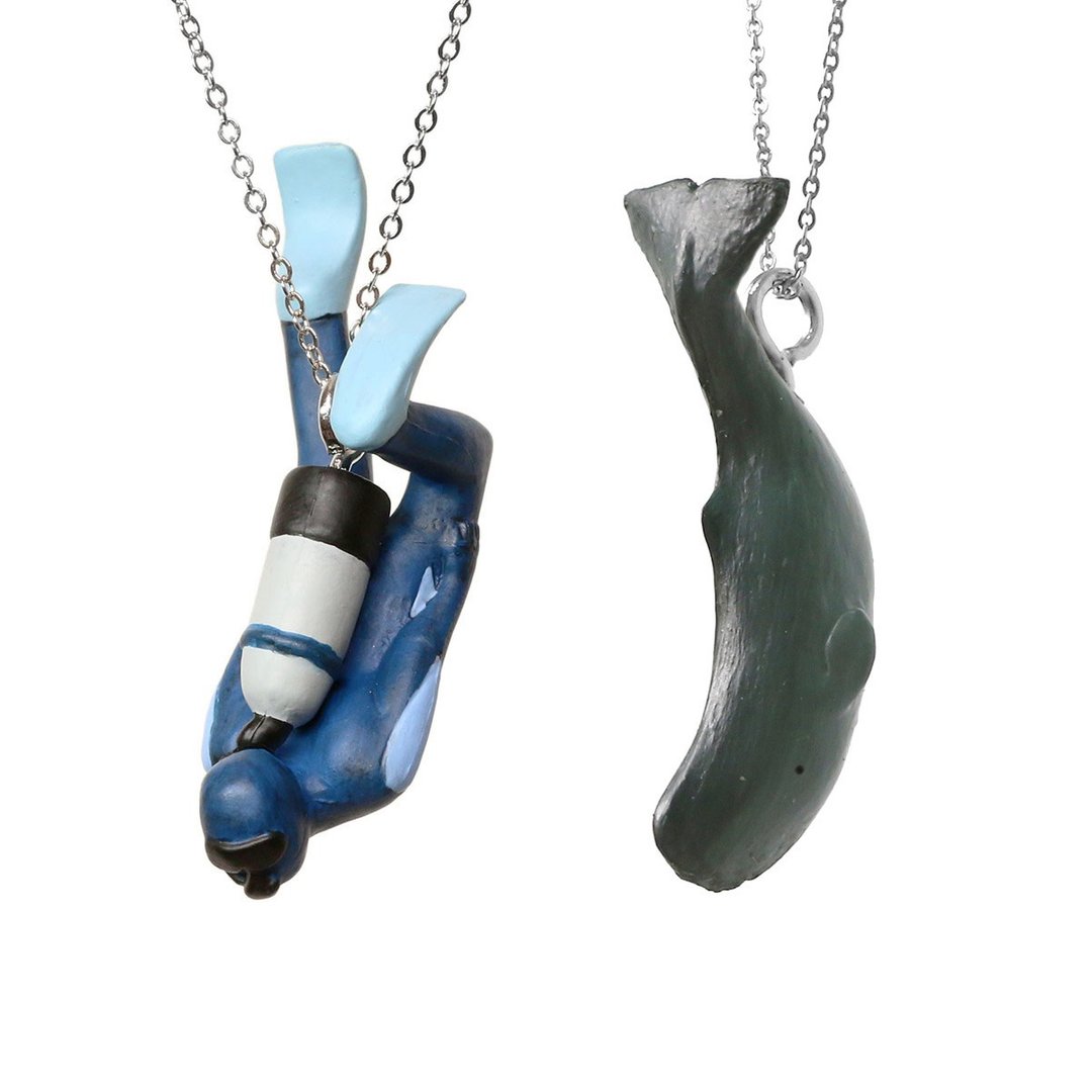 TANIMA DIVERS Necklace / Scuba diver & Sperm Whale - 项链 - 其他材质 蓝色