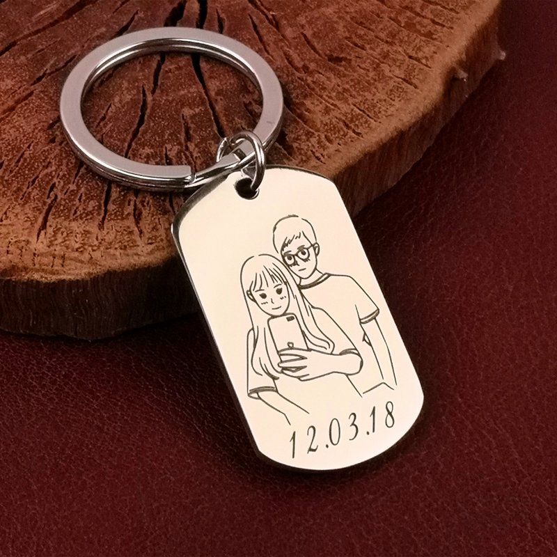照片 免费客制钥匙圈 手书  logo 钥匙扣 情人节礼物 - 钥匙链/钥匙包 - 其他金属 银色