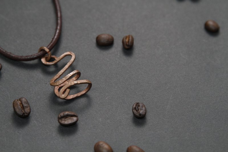 【铜系列】纯铜缠绕、敲制坠饰 _ 华尔滋 (已烧色处理,详见摘要) - 项链 - 铜/黄铜 橘色