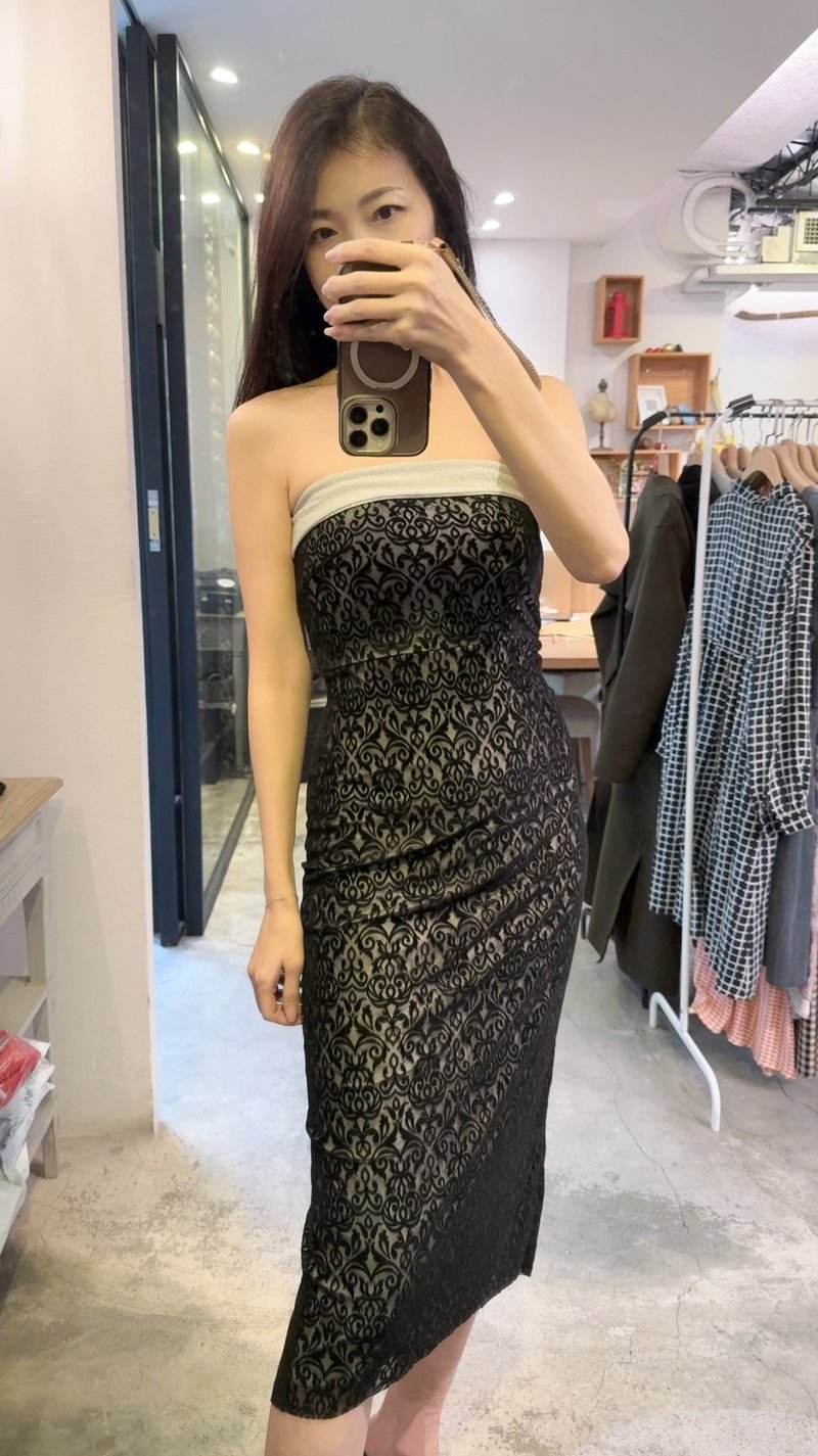 订制系列 - 翻领平口直裙洋装 - 晚装/礼服 - 其他材质 