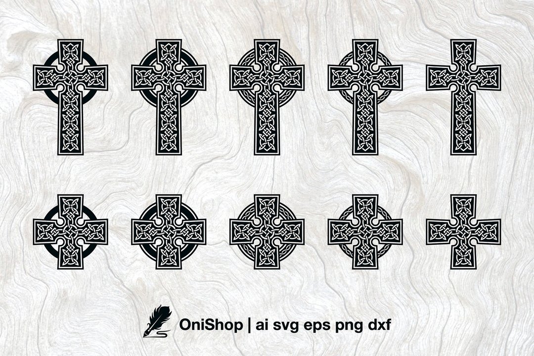 Celtic cross svg bundle, 20 optons, Celtic knot, Religious svg ai eps dxf png - 电子手绘真人画像/绘画/插画 - 其他材质 