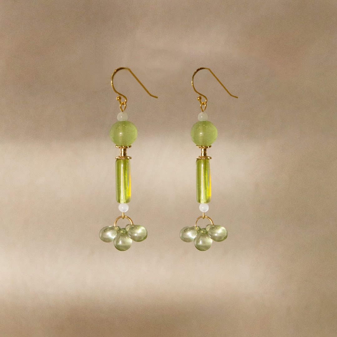 Mojito Glass Earrings 莫希多玻璃耳饰 - 耳环/耳夹 - 玻璃 绿色
