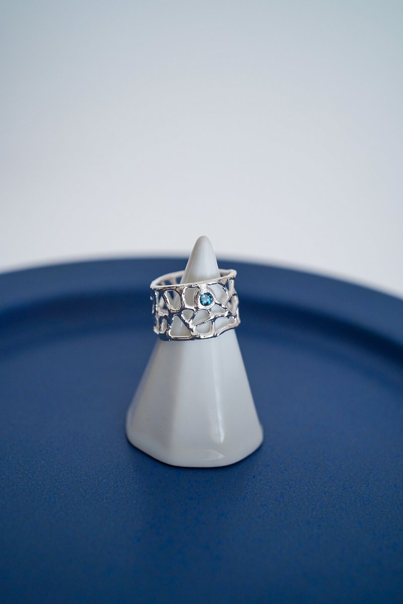 伦敦蓝托帕石戒指 [925银] - 项链 - 银 银色