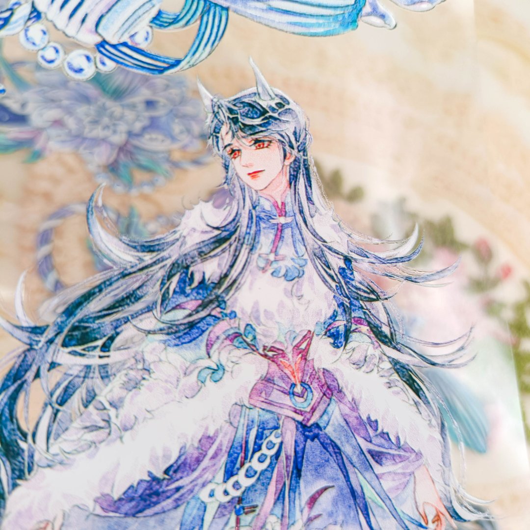 GL1213牡丹式神_白狐 / 裝飾膠帶 - 纸胶带 - 塑料 多色