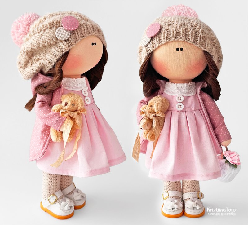 纺织娃娃手工原创设计娃娃蒂尔达礼品娃娃订制布娃娃 - 玩偶/公仔 - 棉．麻 粉红色