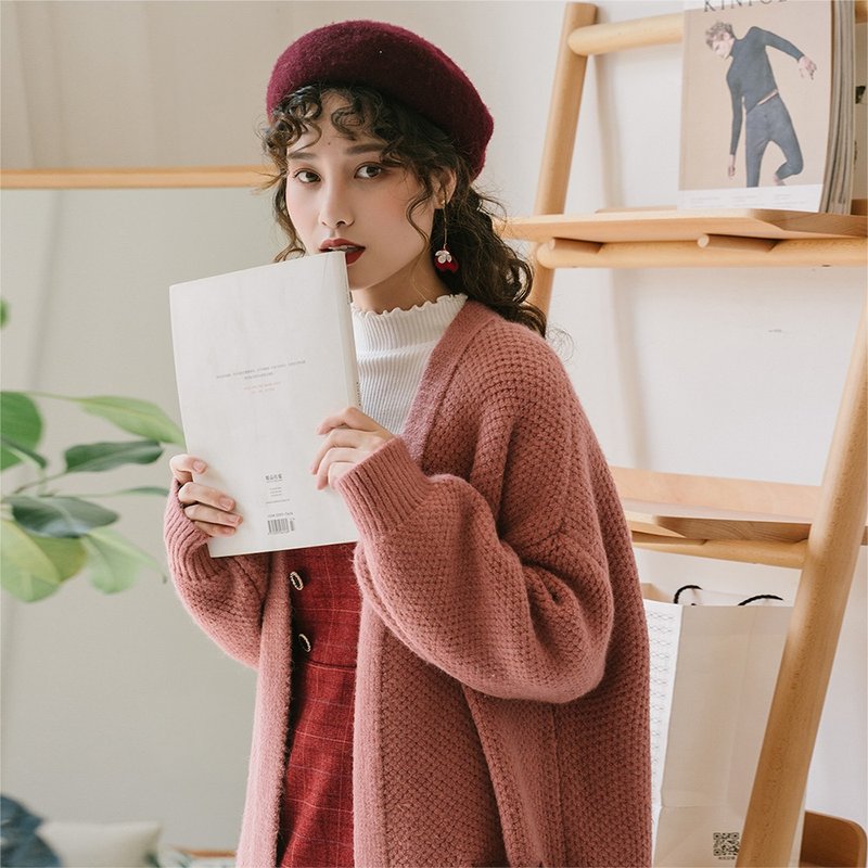 【冬季新款】安妮陈针织开衫外穿毛衣宽松韩版百搭外套上衣8003 - 女装针织衫/毛衣 - 其他材质 