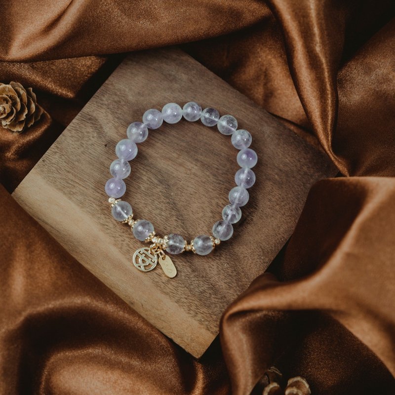【珠玑】吉祥安泰-薰衣草紫水晶中文字手链 - 手链/手环 - 宝石 紫色
