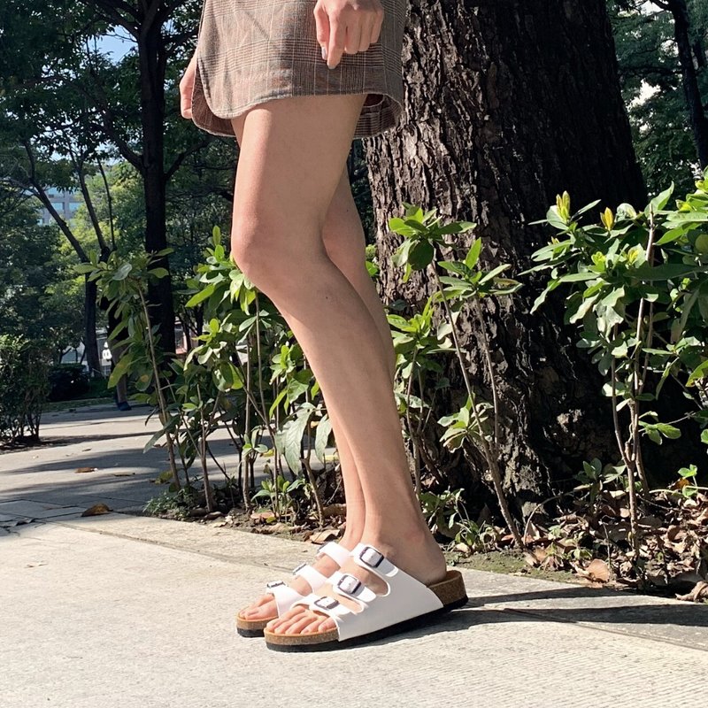 24小时出货|生活必备款足弓勃肯鞋真皮手工含保固永续材料包邮 白 - 男女凉鞋 - 环保材料 白色