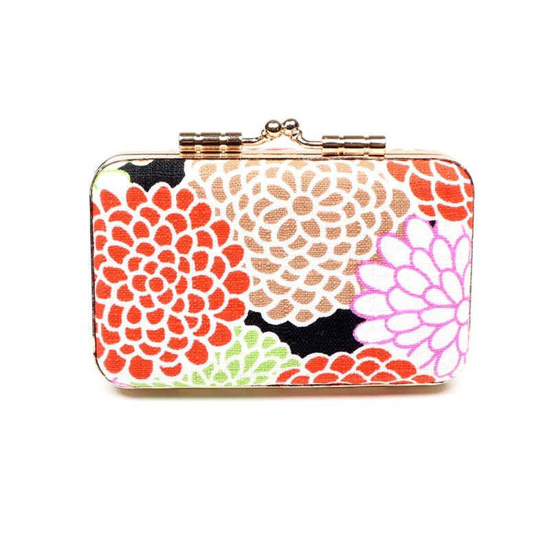 印章盒 口金 双人章 对章 公司大小章 - 和风 菊花 (黑) - 印章/印台 - 棉．麻 黑色