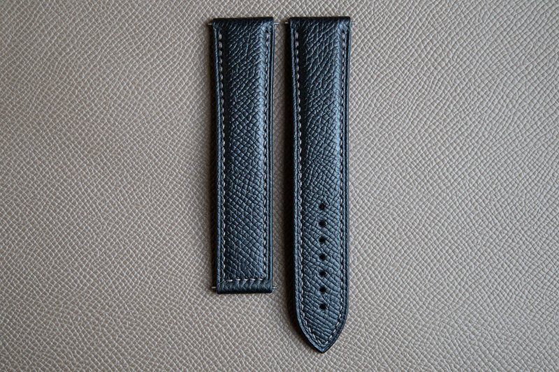 订制款黑色 Epsom 小牛皮表带，适用于 Omega 折叠表扣 - 表带 - 真皮 黑色