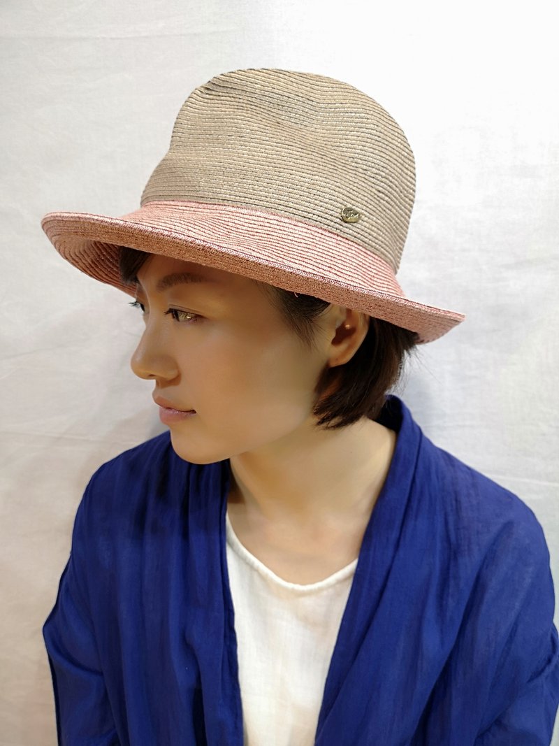 switch9 可折叠礼帽/2种颜色组合/黑色&摩卡色 - 帽子 - 其他材质 粉红色