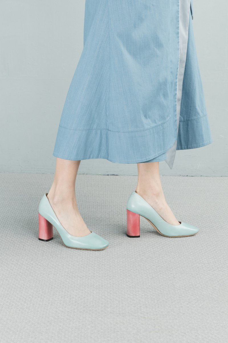 【Online Exclusive】HTHREE 8.5高跟鞋 / 水蓝 - 高跟鞋 - 真皮 蓝色