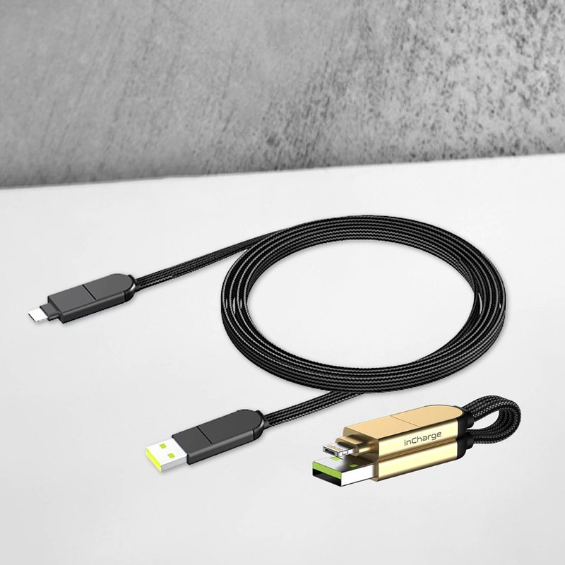 inCharge X 六合一充电传输线 100W  (一长一短/USB-C快充版) - 充电宝/传输线 - 其他材质 白色