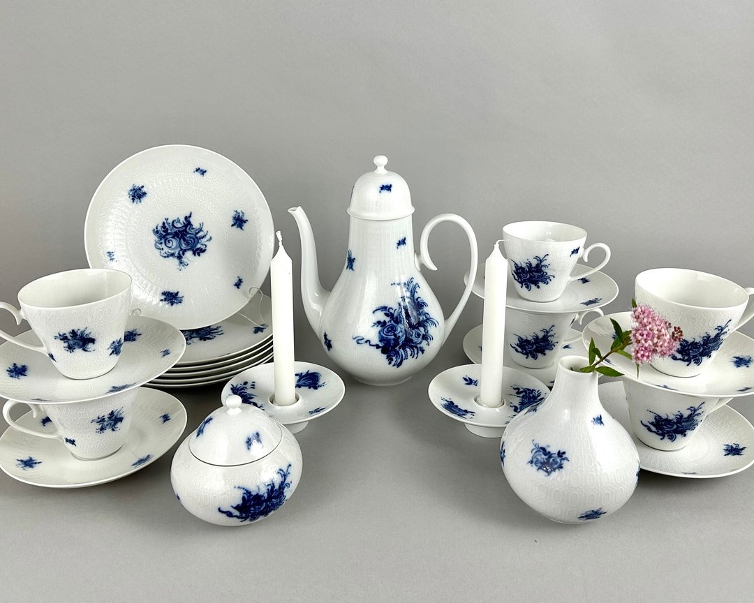 可爱复古 Rosenthal 陶瓷咖啡或茶具 1960 年代 - 茶具/茶杯 - 瓷 蓝色