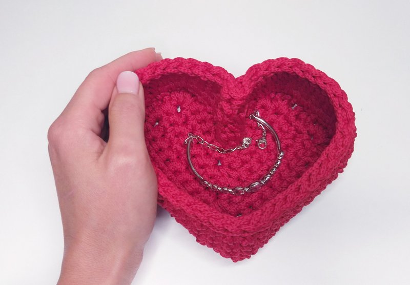 Crochet heart box pattern, easy patterns - 编织/刺绣/羊毛毡/裁缝 - 聚酯纤维 