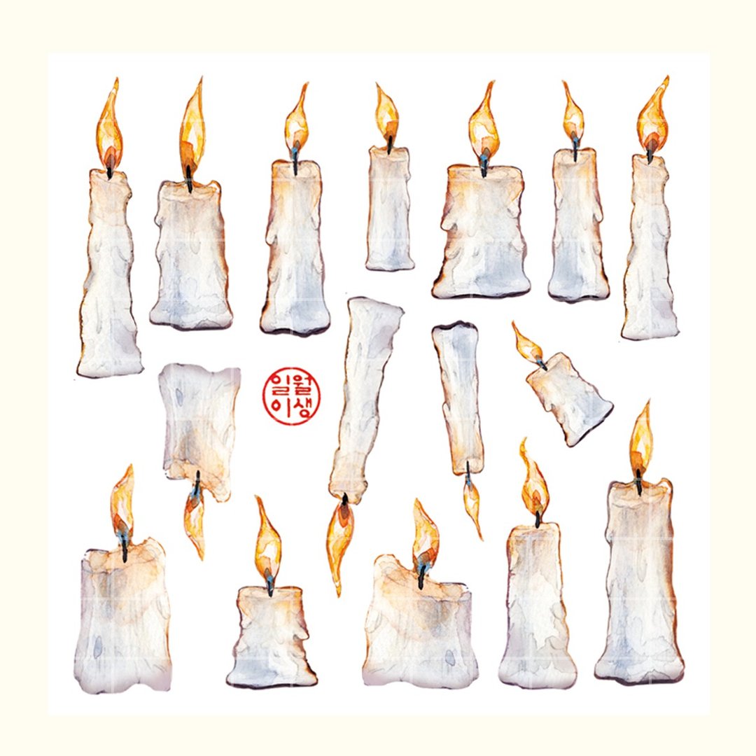 蜡烛小贴纸 (1月2日) - 贴纸 - 纸 多色