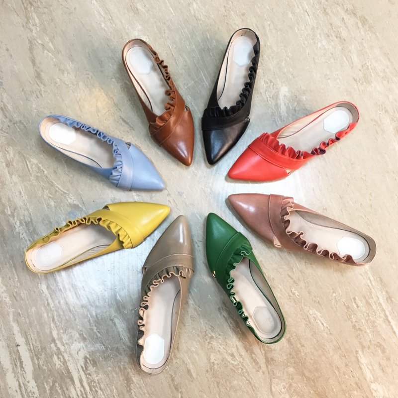 深海 - 泡泡糖珊瑚 - 多色任选-波浪皮革穆勒鞋 - 女款休闲鞋 - 真皮 多色