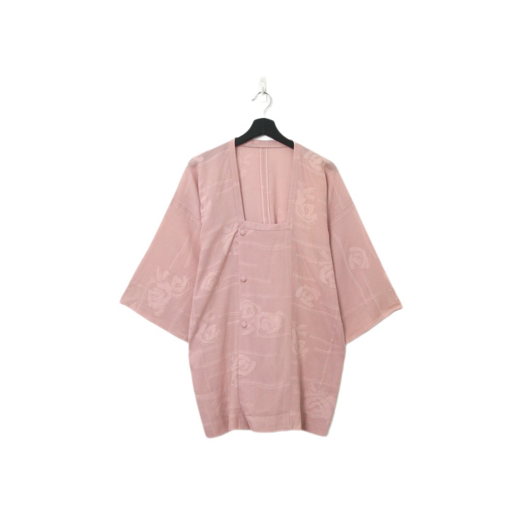 Back to Green-日本透肤羽织 道行 粉肤 tf-29/vintage kimono - 女装休闲/机能外套 - 棉 