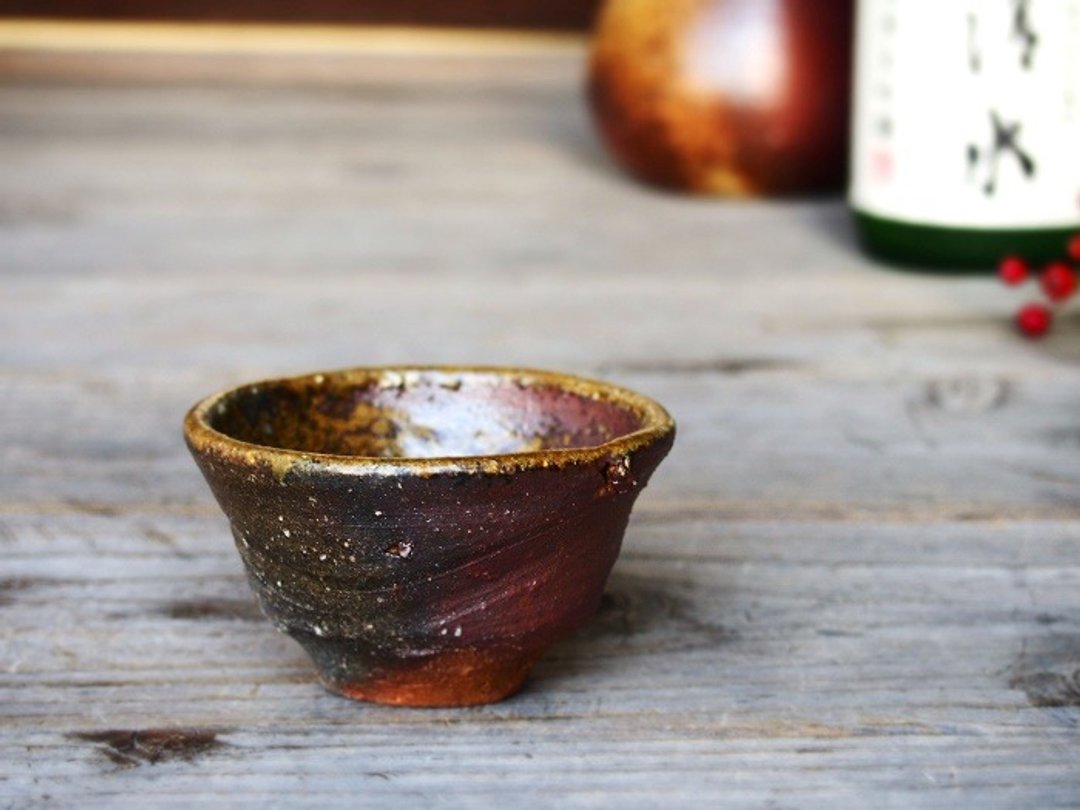 Bizen grilled sweet sake _ gi-100 - 花瓶/陶器 - 陶 咖啡色