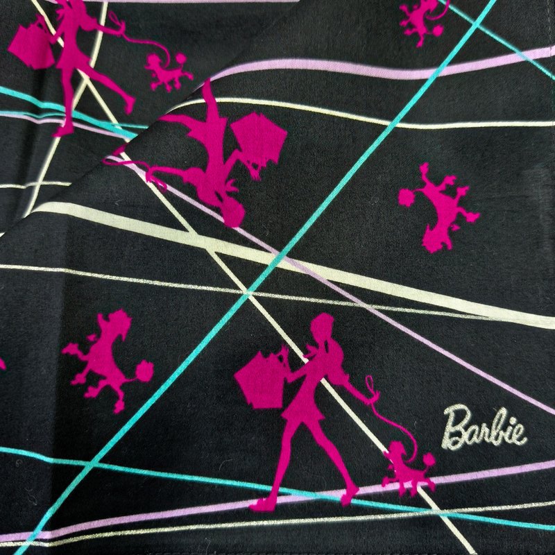Barbie 复古手帕 - 送给爱狗人士与时尚达人的礼物 (18.5 英寸) - 丝巾 - 棉 黑色