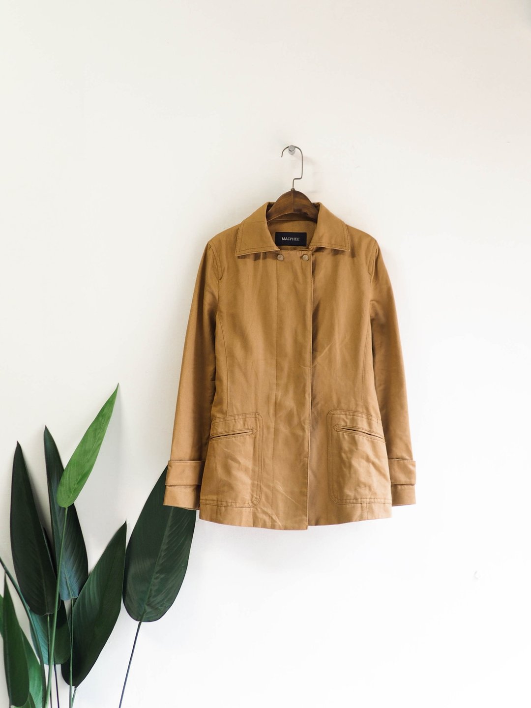 澄橘卡其口袋秋季爱恋 古董棉麻质排扣风衣外套 dustcoat jacket - 女装休闲/机能外套 - 棉．麻 橘色