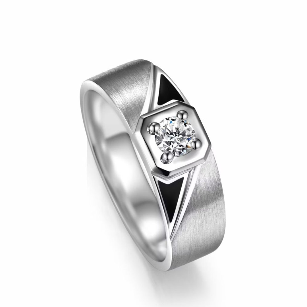 目不转睛 GIA 30分 钻石 男戒 - 戒指 - 钻石 白色