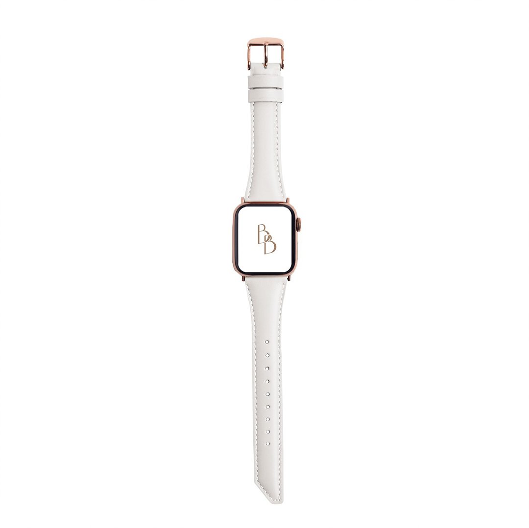 Apple Watch 米白 斜角油蜡 真皮 皮革 手表 表带 - 表带 - 真皮 白色