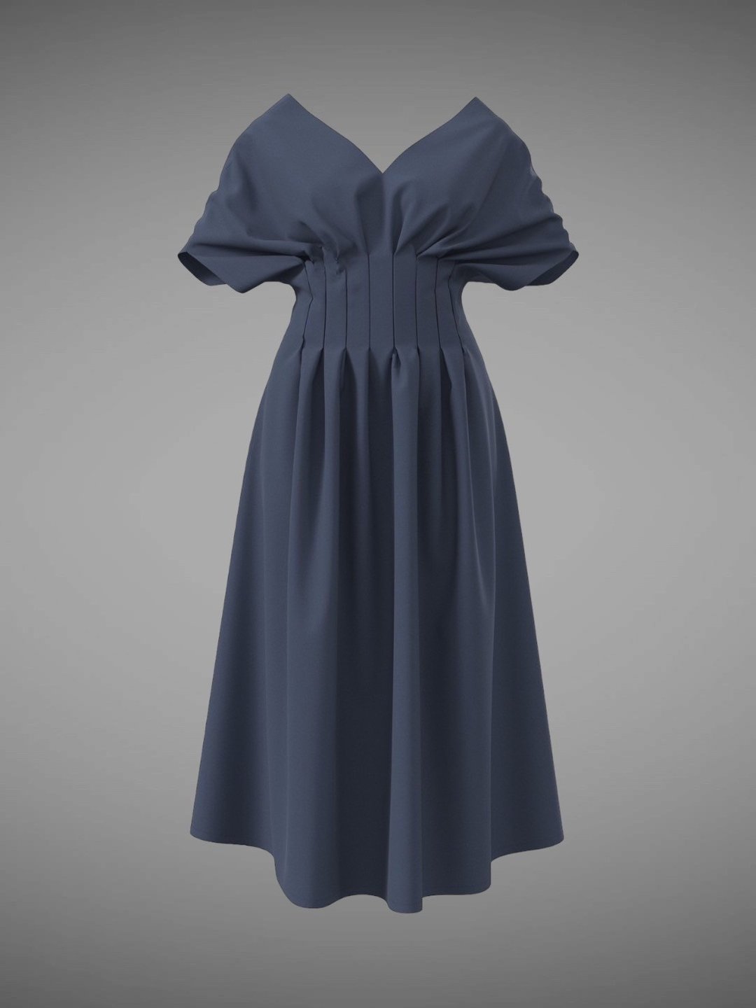 2024春夏新品-打褶洋装 (23W1DS01) - 洋装/连衣裙 - 聚酯纤维 