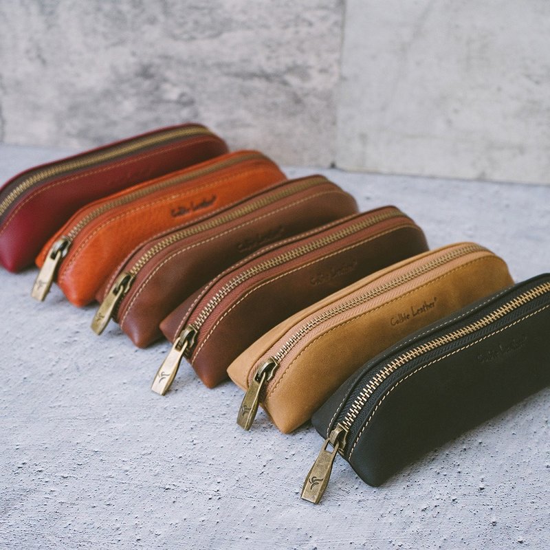 真皮三角几何笔袋 PC03 黑/咖/疯马C/红/棕/油皮 - 铅笔盒/笔袋 - 真皮 多色