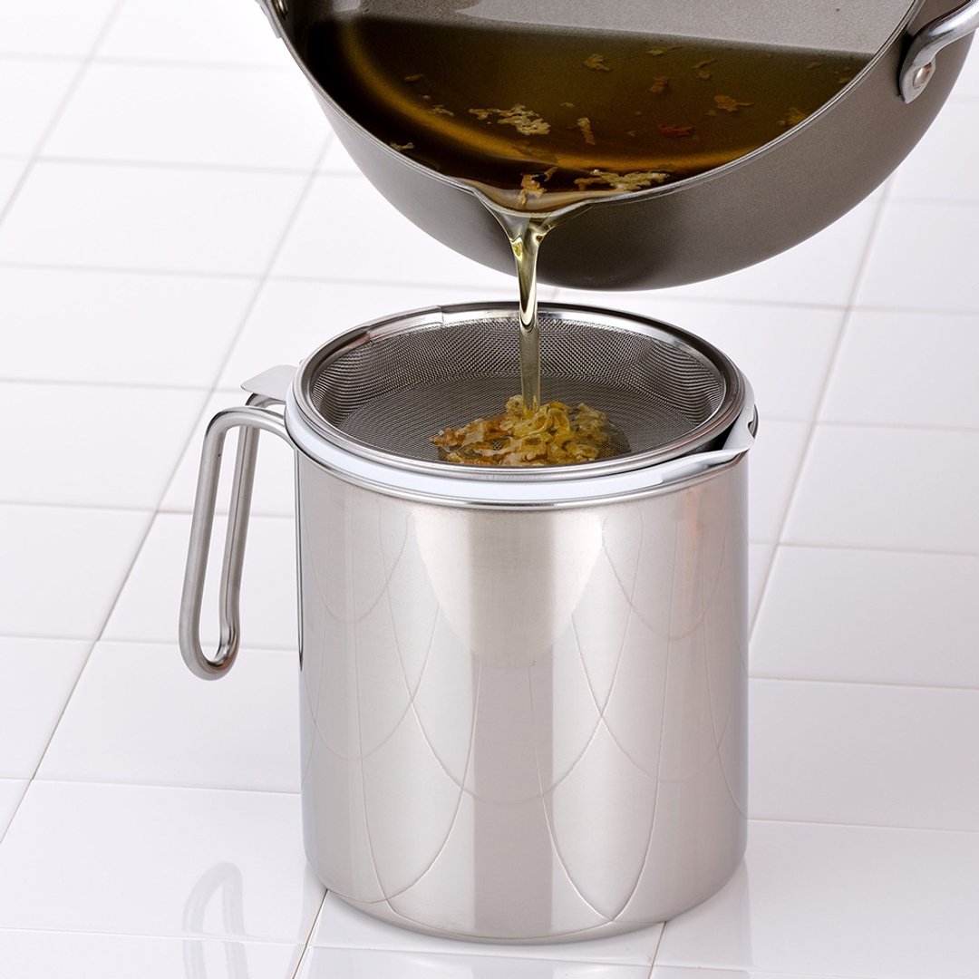 日本 下村工业 日本制不锈钢过滤式油壶0.6L - 厨房用具 - 不锈钢 灰色