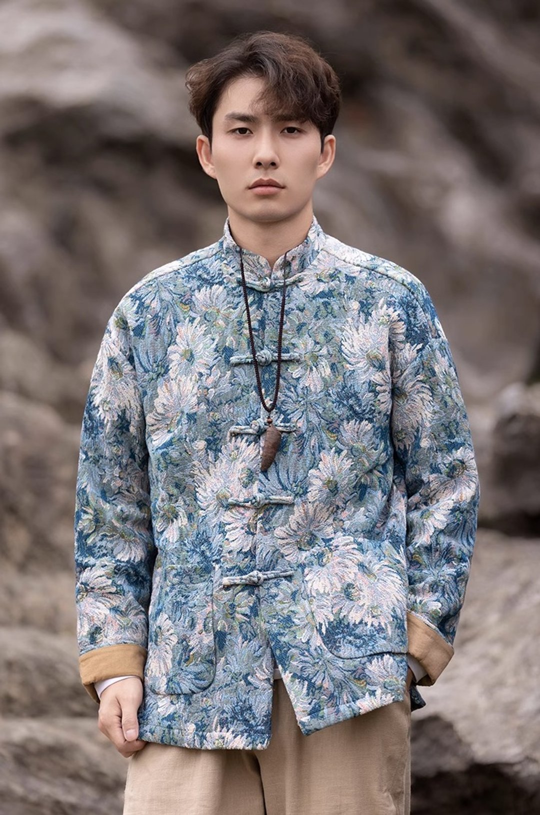 东方美学 中国风盘扣花纹夹克 - 男装外套 - 其他材质 多色