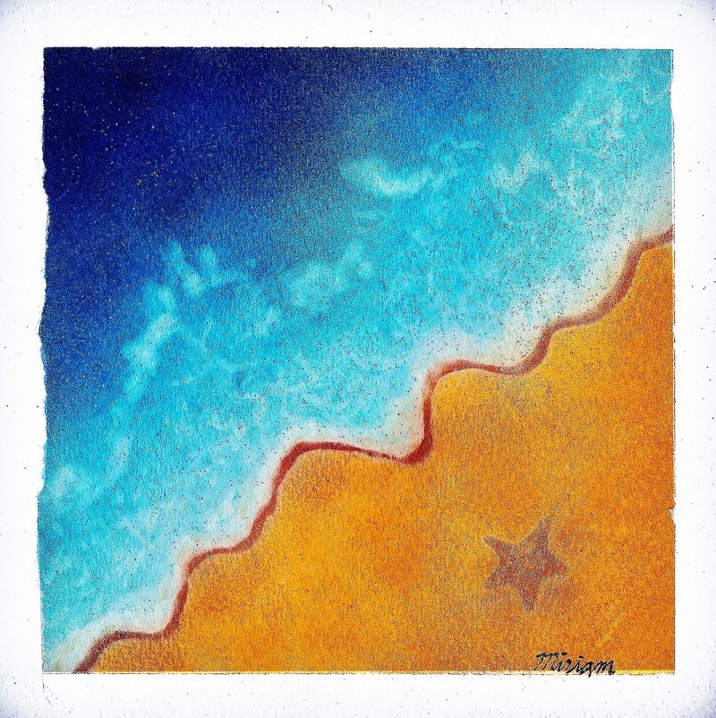 和谐粉彩体验课-宁静海滩-八月份周三晚间班 - 插画/绘画/写字 - 纸 