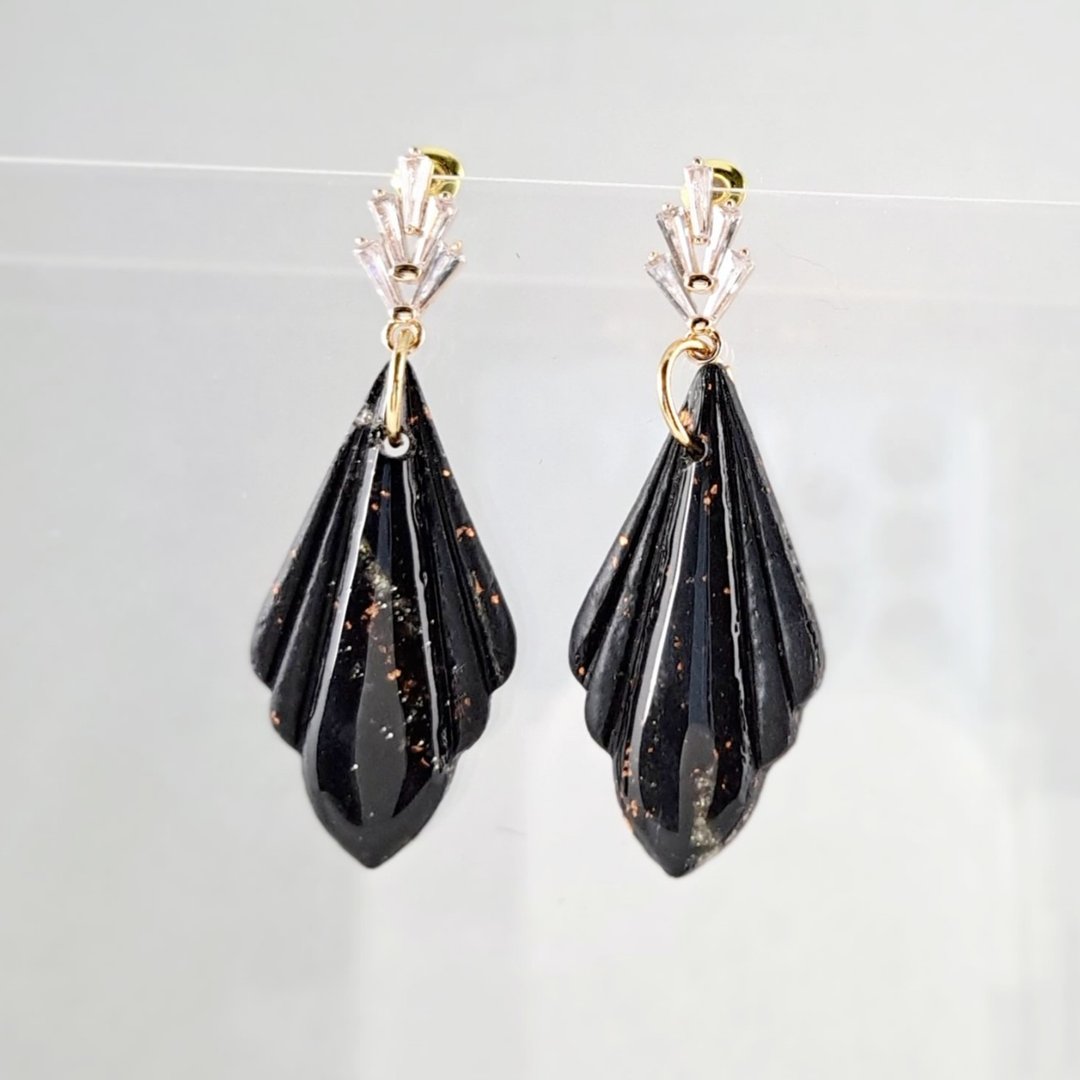 Polymer clay earrings - 耳环/耳夹 - 塑料 黑色
