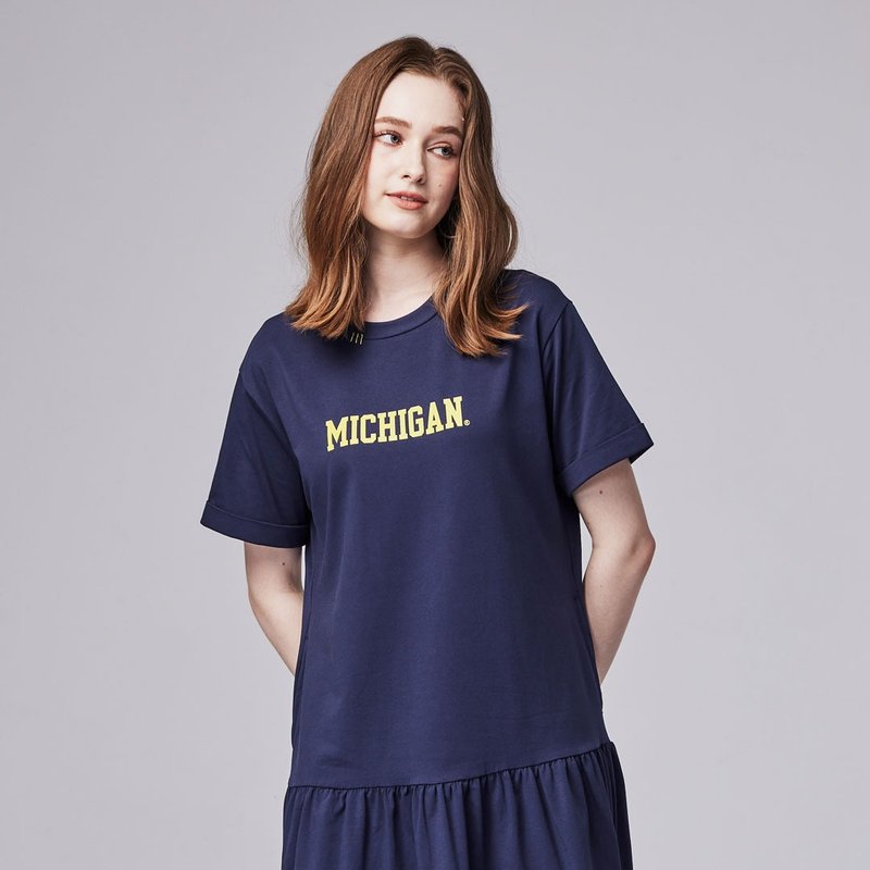 NCAA-密西根大学Michigan经典Logo洋装-深蓝 - 洋装/连衣裙 - 棉．麻 